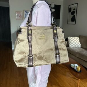 SOLD Coach Beige and Dark Brown Shoulder Bag